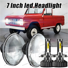 Fit Ford Bronco 1966-1978 Pair 7 Inch Led Round Headlight Hilo Beam Combo Bulb