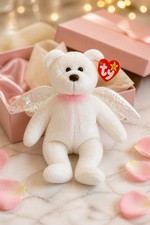 Peluche ange ours blanc halo Ty Beanie Babies avec ailes 1998 vintage