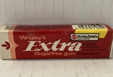 Vintage 1988 Wrigley’s EXTRA CINNAMON Sugarfree Bubble Gum 5 Sticks SEALED-NOS