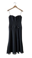 David  s Bridal Midi Black Spaghetti Strap Bow Detail Dress , Size-2