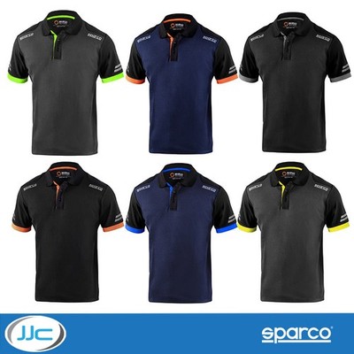 Sparco Tech Poloshirt - reflektierende Details, 3-Knopf-Kragen (Arbeit, Teamkleidung)
