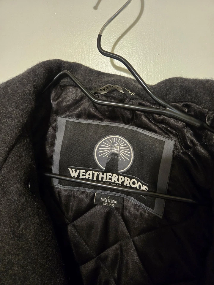 Casaco masculino American Rag mistura de lã ervilha G grande cinza carvão peito duplo - Imagem 4 de 4