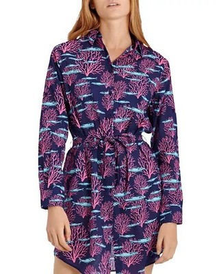 Vilebrequin Beach Cover Up Dress Womens Medium Florence Coral+Fish Belted Resort