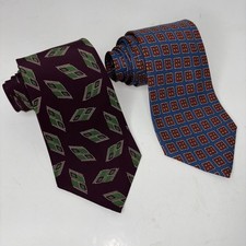 Vintage Polo by Ralph Lauren Men's Tie Lot of 2 Silk Geometric Ties Made in USA