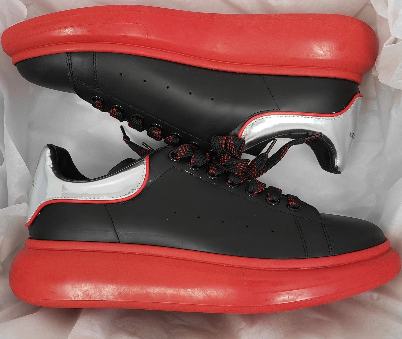 Alexander Mcqueen Larry sneakers uomo oversize pelle nera taglia 45 D US 12