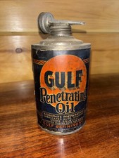 Rare Original Gulf Penetrating Oil Pint Can Cone Top Early Paper Label Empty