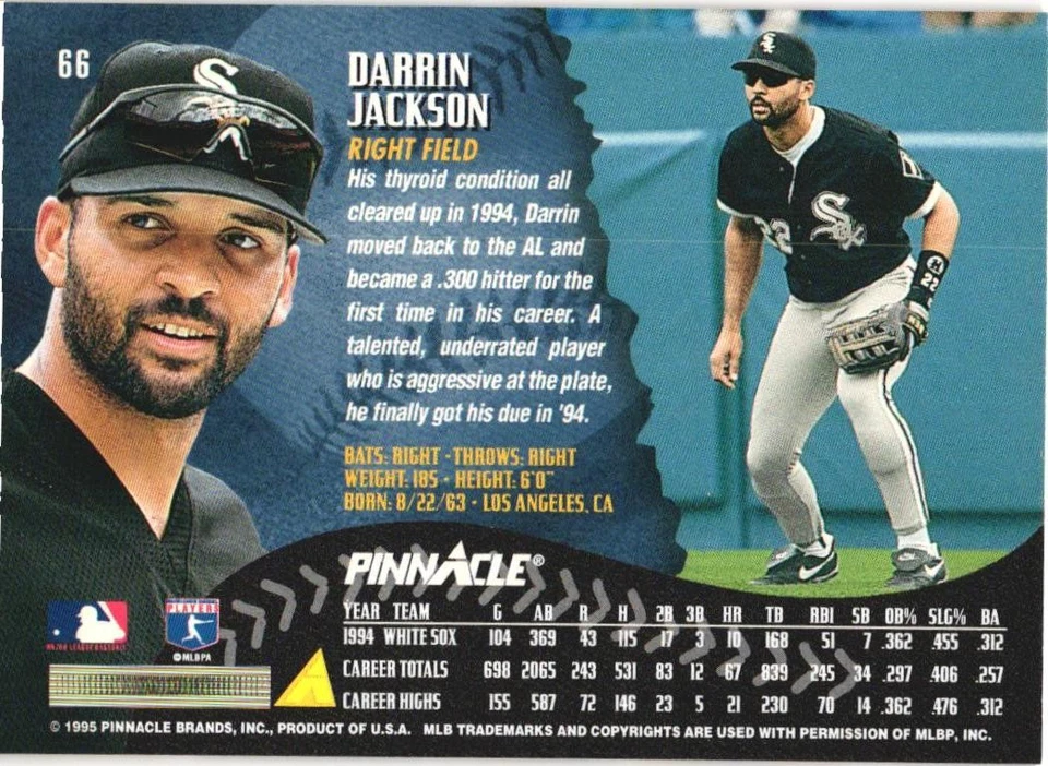 1995 Pinnacle #66 Darrin Jackson Chicago White Sox - Image 2 of 2