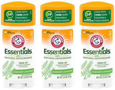 3 PACK Arm & Hammer Essentials Rosemary Lavender Deodorant 2.5 oz