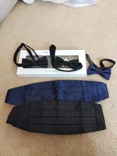 Calvin Klein Tuxedo Accessory Kit Two Cummbund Blue Black 3 Bow Ties New