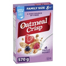 2-Pack General Mills Oatmeal Crisp Breakfast Cereal, Triple Berry, Family Size