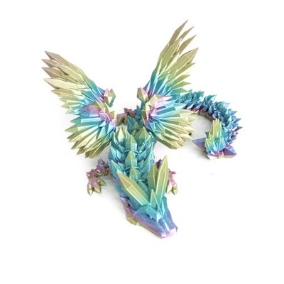 3D Printed Dragon - 18 inch Flying Dragon with Wings, Articulated Winged Crys...