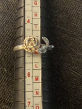 Size 5 Vintage Sterling silver ring, 925 filigree rose flower band 348
