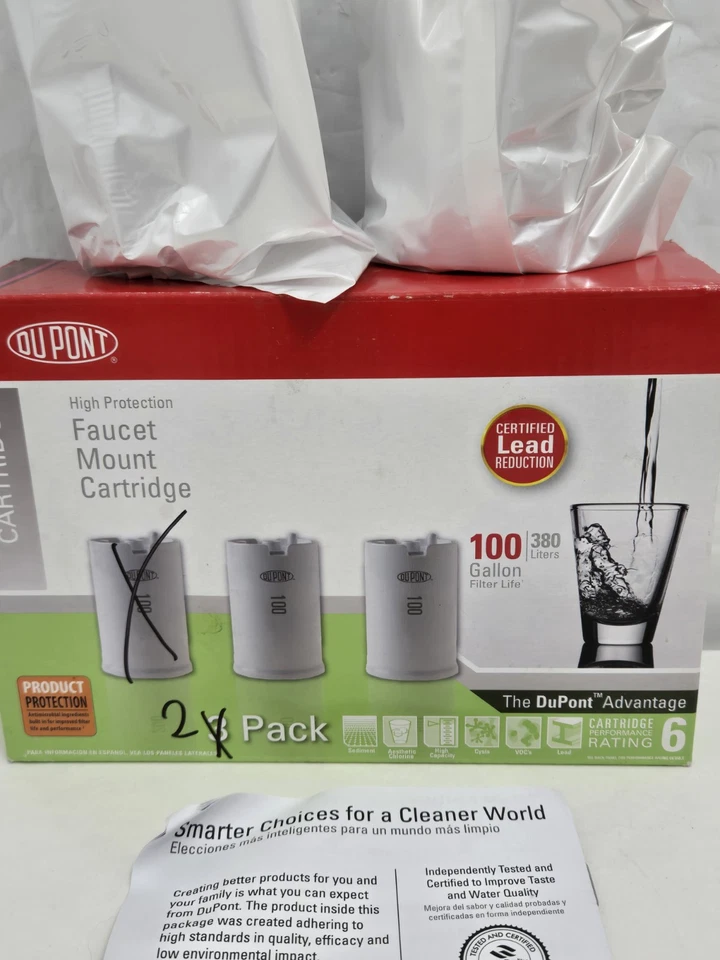 2 PACK (Not 3) Dupont Faucet WFFMC103 Mount Water Filter Cartridges 100 Gallon - Image 3 of 4