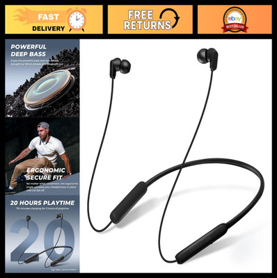 Wireless Bluetooth 5.2 Neckband Earbuds, IPX7 Waterproof, 20H Playtime, Deep Bas