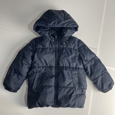 Giacca con cappuccio foderata in pile blu puffer Mayoral per bambini taglia 4 anni