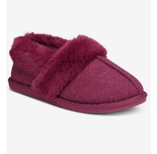    Charter Club Faux Fur Slippers Women  s L  Burgundy Plush Cozy House Shoes