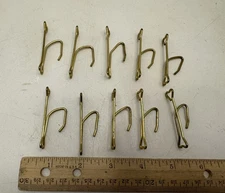 Ten Vintage Brass 2" Slip On Drapery Curtain Hooks Hearts