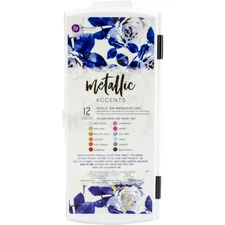 Prima Marketing Prima Metallic Accents Semi-Watercolor Paint Set-12 Cakes & Brus