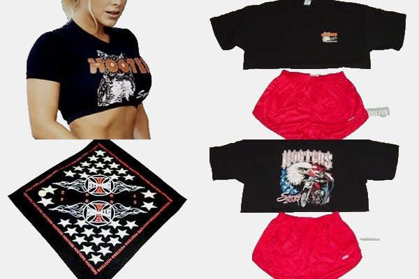 XL Hooters uniform Crop Shirt Red Lg Shorts Peavey Pantyhose  socks Nametag