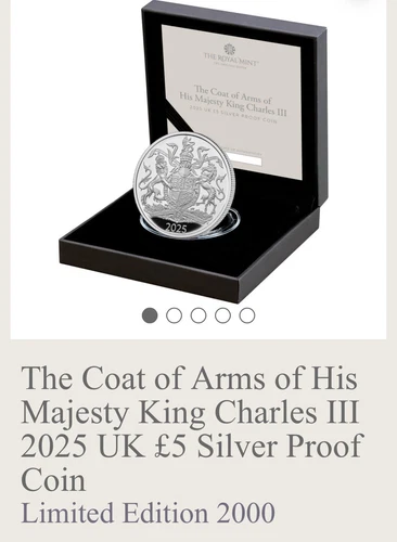 2025 Great Britain King Charles III Coat of Arms 28.28g .925 Silver Proof BOXCOA