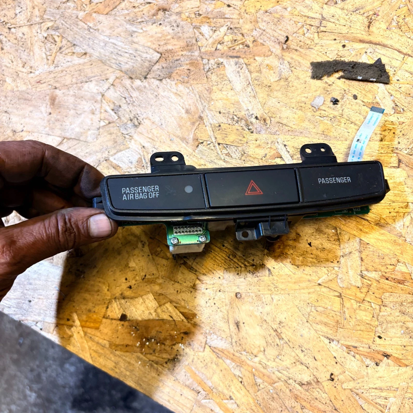 Actual Mitsubishi Lancer GS4 hazard switch and passenger airbag indicator panel front