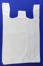 100 Qty. 18" x 8" x 30" White Plastic T-Shirt Retail Shopping Bags w/ Handles