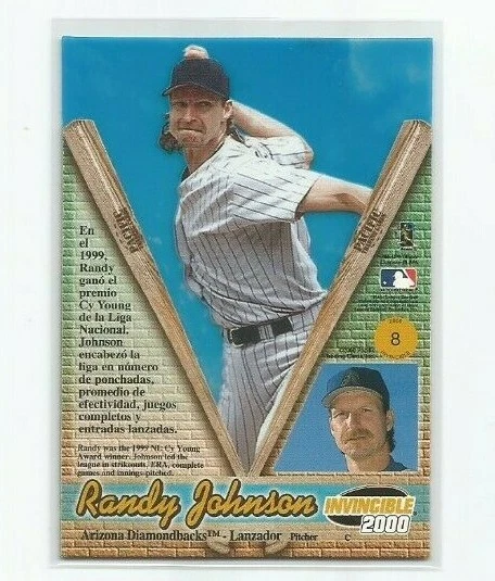 RANDY JOHNSON (Arizona Diamondbacks) 2000 INVINCIBLE BASEBALL CARD #8 - Image 2 of 2