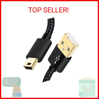 SCOVEE Mini USB Cable Braided 6ft Type A Male to Mini B Cable Data Charging Cord
