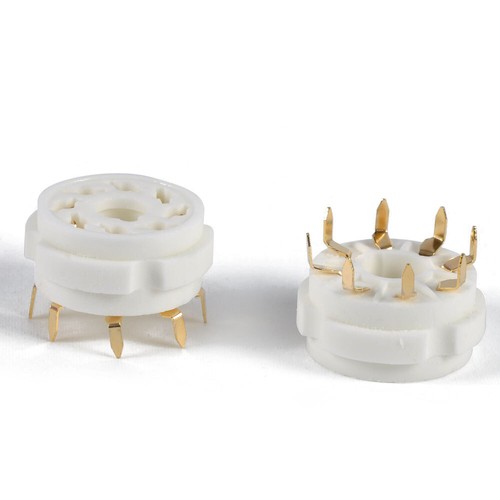 2pcs 8pin Ceramic Tube Socket PCB Mount Gold Plate for 6SN7 KT66 KT88 EL34 - Picture 6 of 8
