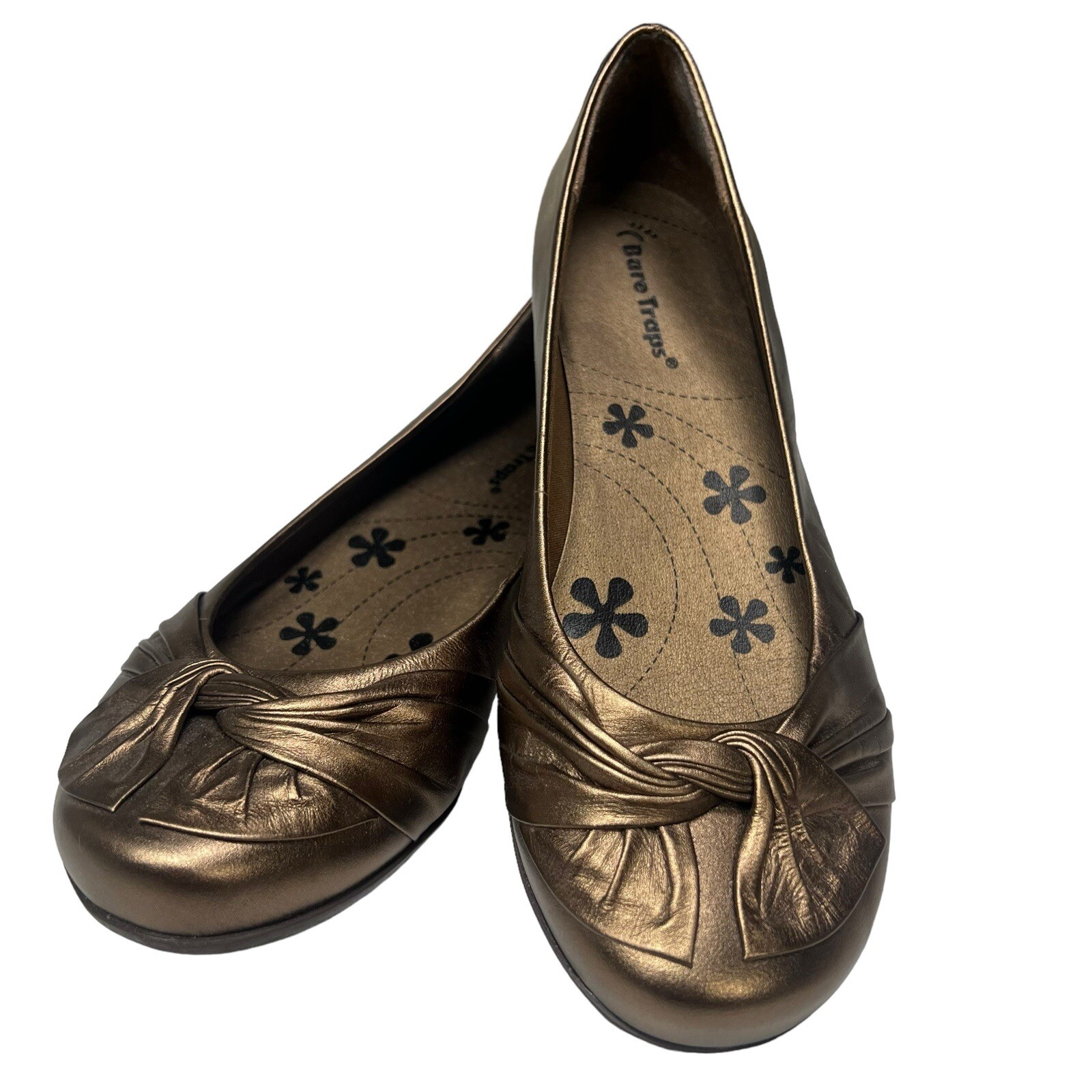 PANTOFOLA D’ORO BareTrap dettaglio fibbia oro donna ORO BRONZO pelle punta chiusa taglia 7m