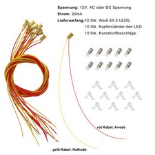 10 Set E5.5 E5 SMD LED 9V-16V Leuchtmittel mit Sockel Modellbau Dekoration