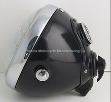 LUCAS SSU700 7" HEADLAMP COMPLETE - BLACK - FITS BSA NORTON TRIUMPH ETC