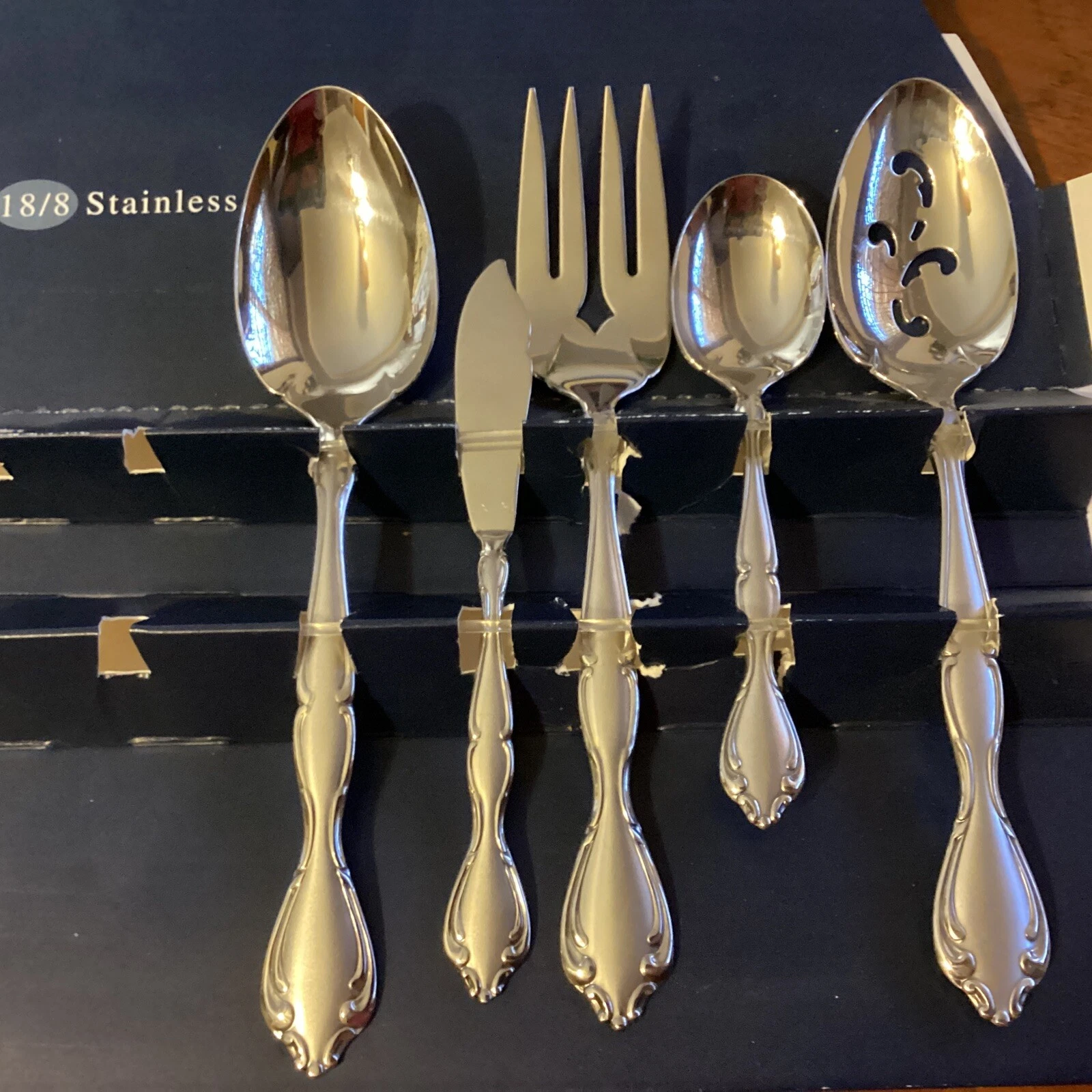 Oneida Stainless SATIN CANTATA 18/8 USA 5 Piece Serving Set Unused Flatware