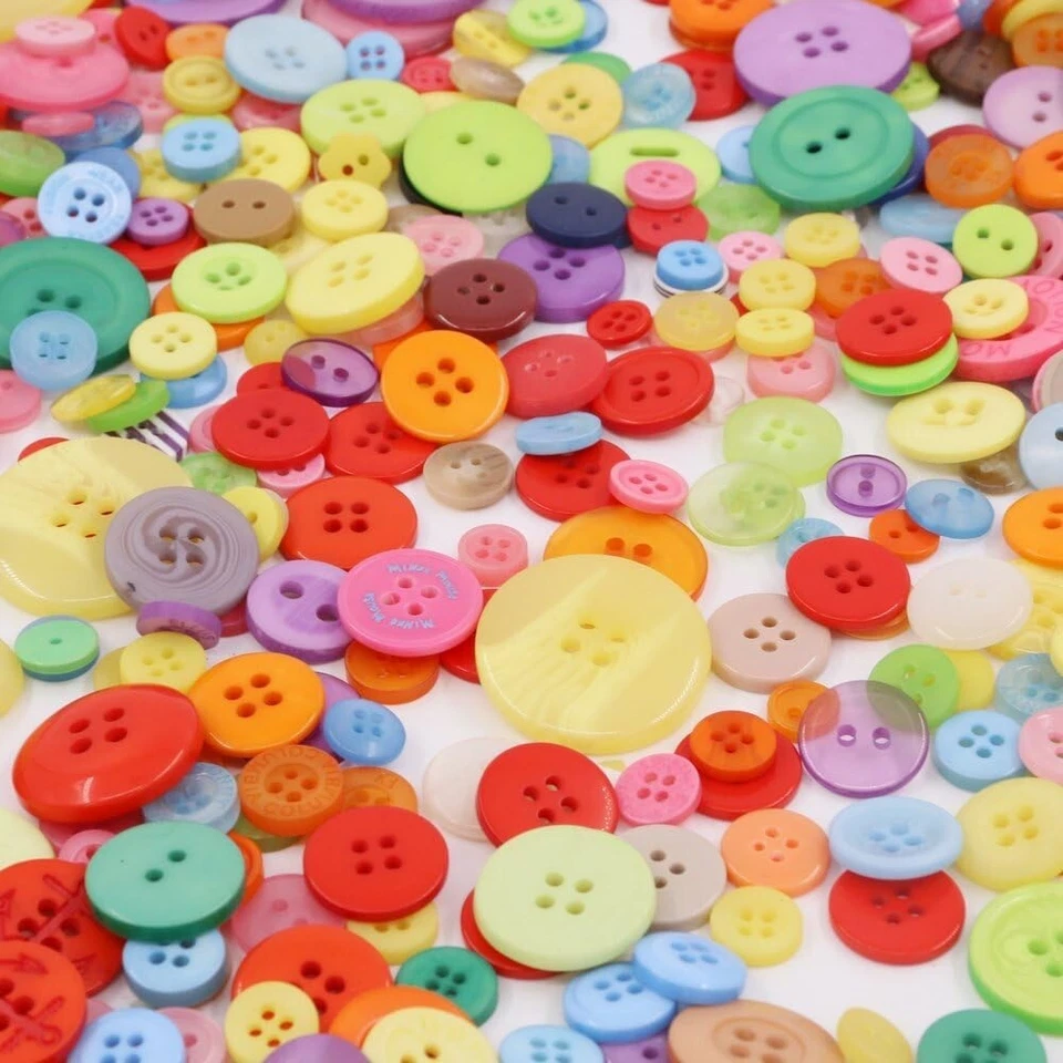 Bulk Buttons Rainbow Colors Sewing Supplies Jewelry Making Crafts 2/4 Hole 650pc - Image 2 of 3
