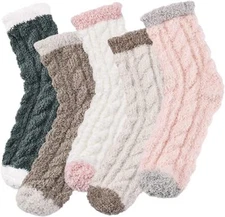 5Pairs Fuzzy Socks for Women - Warm Fluffy Socks, Winter Cozy Socks for Women