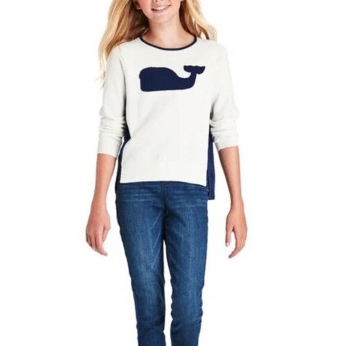 Vineyard Vines Whale Intarsia Crewneck Cotton Knit Sweater Girls Medium (10-12) - Picture 2 of 12