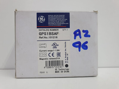 GE - GPS1BSAF MANUAL MOTOR STARTER, STANDARD BREAKING CAPACITY, 1-1.6A , AZ-96