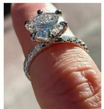 Round Cut 2.30Ct Diamond Solid 14K White Gold Engagement Ring Simulated Size 8.5