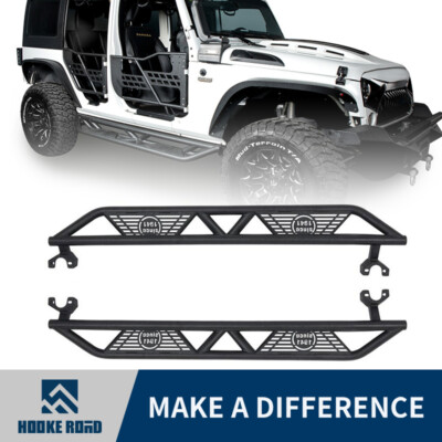 Hooke Road Rock Slider Nerf Bar Running Board for 07-18 Jeep Wrangler JK 4-Door