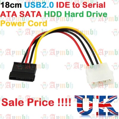 1 Stück 18 cm USB2.0 IDE auf Serial ATA SATA HDD Festplatte Netzteil Kabel Cord