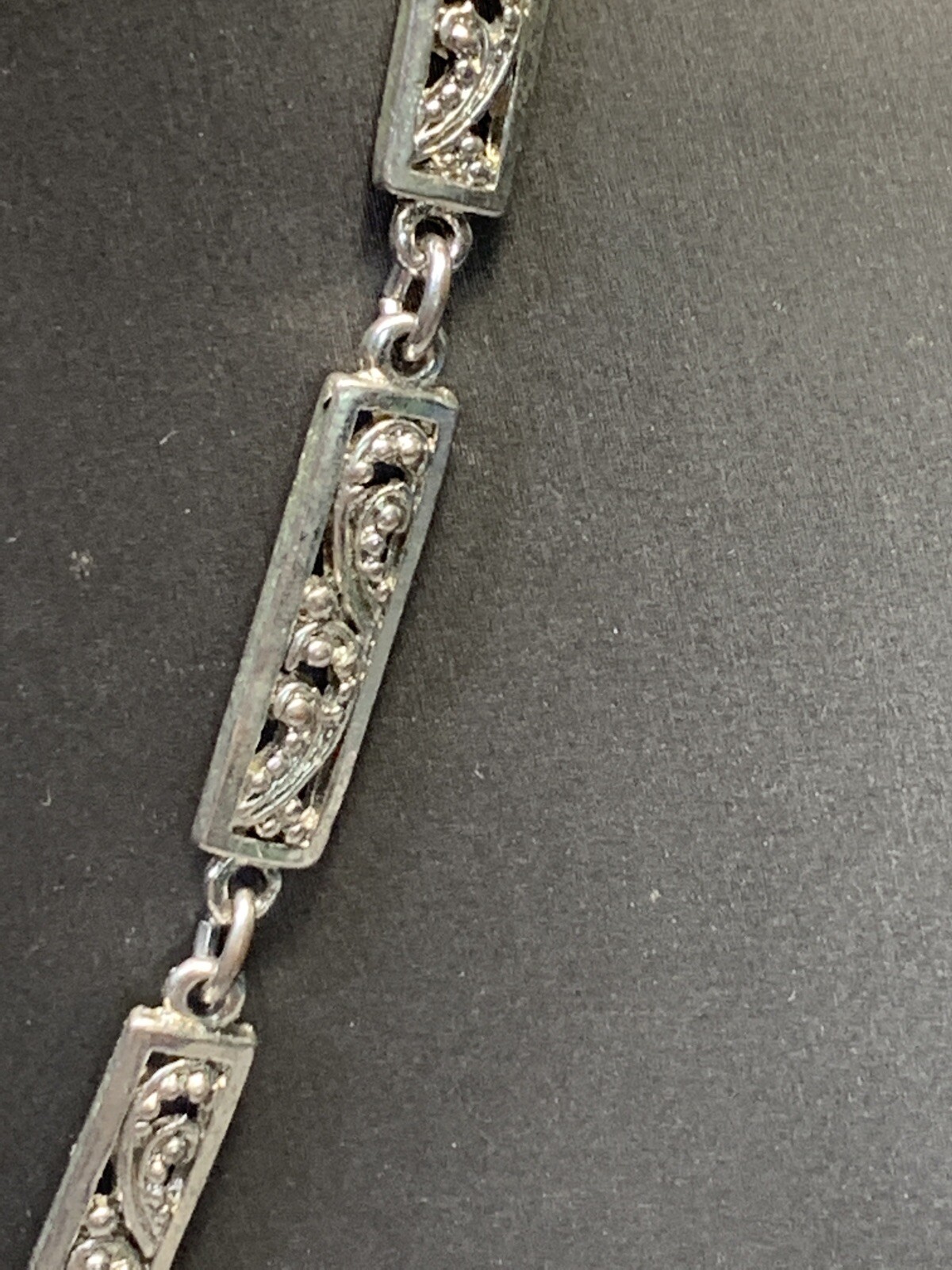 Vintage  Detailed Rectangular Drop pendant neckla… - image 5