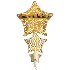 Anagram Party Decoration Congratulations Stacked Gold Star Foil Helium Balloon 