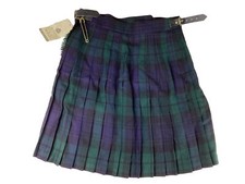 James Pringle Weaver Kilt US 12 Tartan Plaid Green Blue Wool Scotland Made NWT