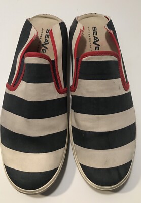 Seavees Rosarito Slip-ons Navy Red Twill 9.5