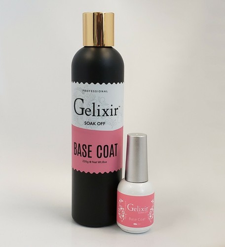 GELIXIR LED/UV Soak Off Gel Base Coat Refill 8oz + 0.5oz