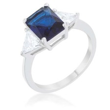 Classic Sapphire Rhodium Plated Engagement Ring Cubic Zirconia 4.5ct