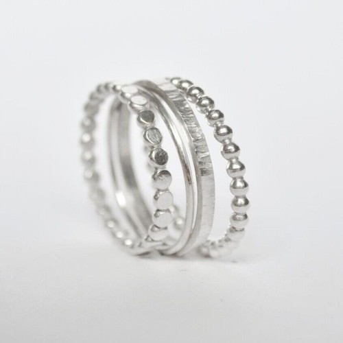 Solid 925 Sterling Silver Minimalist & stacking SetHandmade Ring All Size- JS-16 - Picture 2 of 6