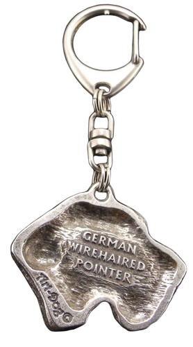 German Wirehaired Pointer - Silver-plated key ring with a dog in a gift box, han - Picture 3 of 9