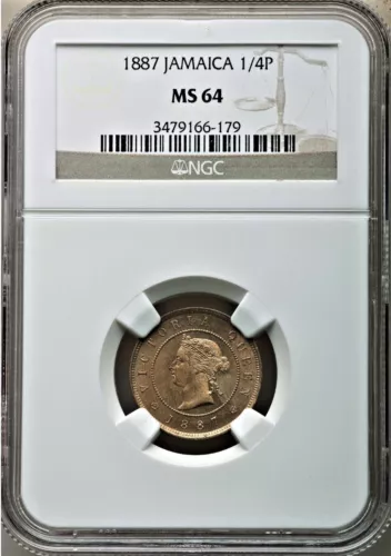 Jamaica 1887 1/4P in NGC MS 64