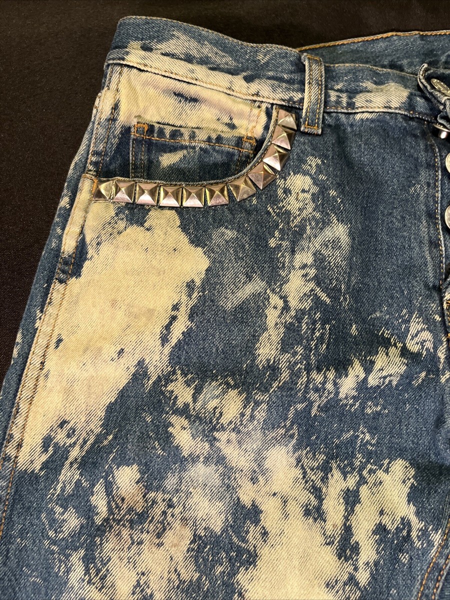 GUCCI DENIM STUDDED BIKER SKINNY JEANS TIE DYE WITH STUDS MENS